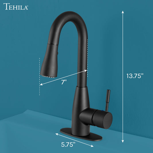 Tehila Black Finish Low Profile Pull-Down Faucet - view 2