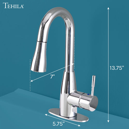 Tehila Chrome Finish Low Profile Pull-Down Faucet - view 2