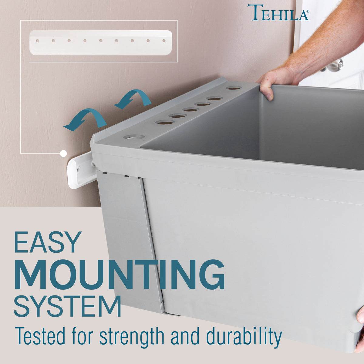 Tehila Standard Wall-Mounted Grey Utility Sink, No Supply Lines - view 3