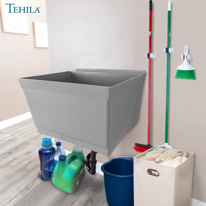 Tehila Standard Wall-Mounted Grey Utility Sink, No Supply Lines - view 4