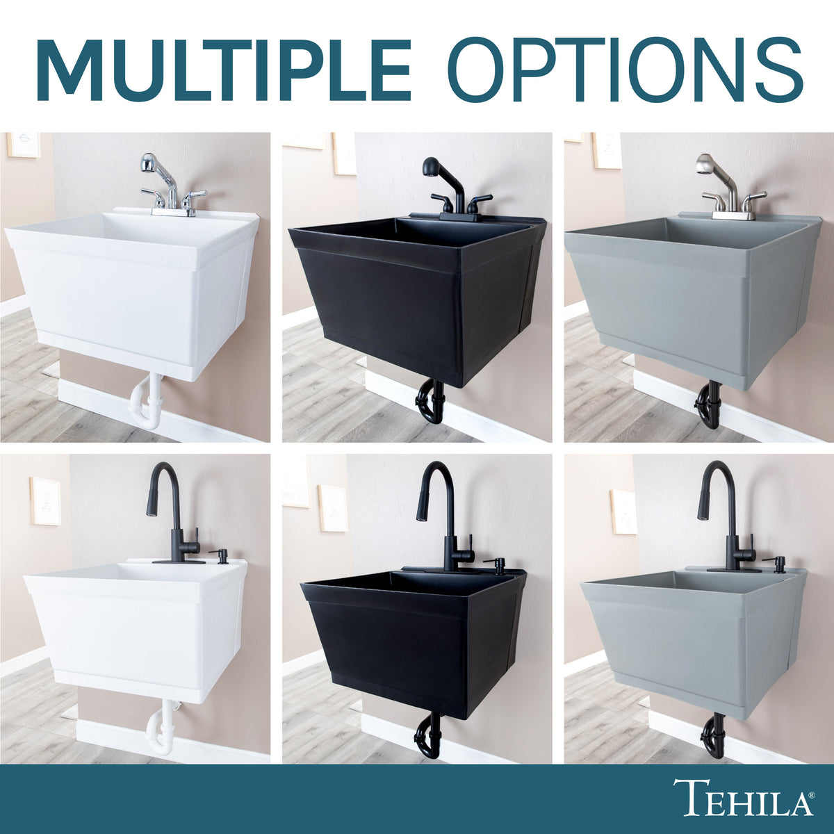 Tehila Standard Wall-Mounted Grey Utility Sink, No Supply Lines - view 5