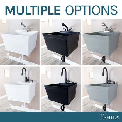 Tehila Standard Wall-Mounted Grey Utility Sink, No Supply Lines - view 5