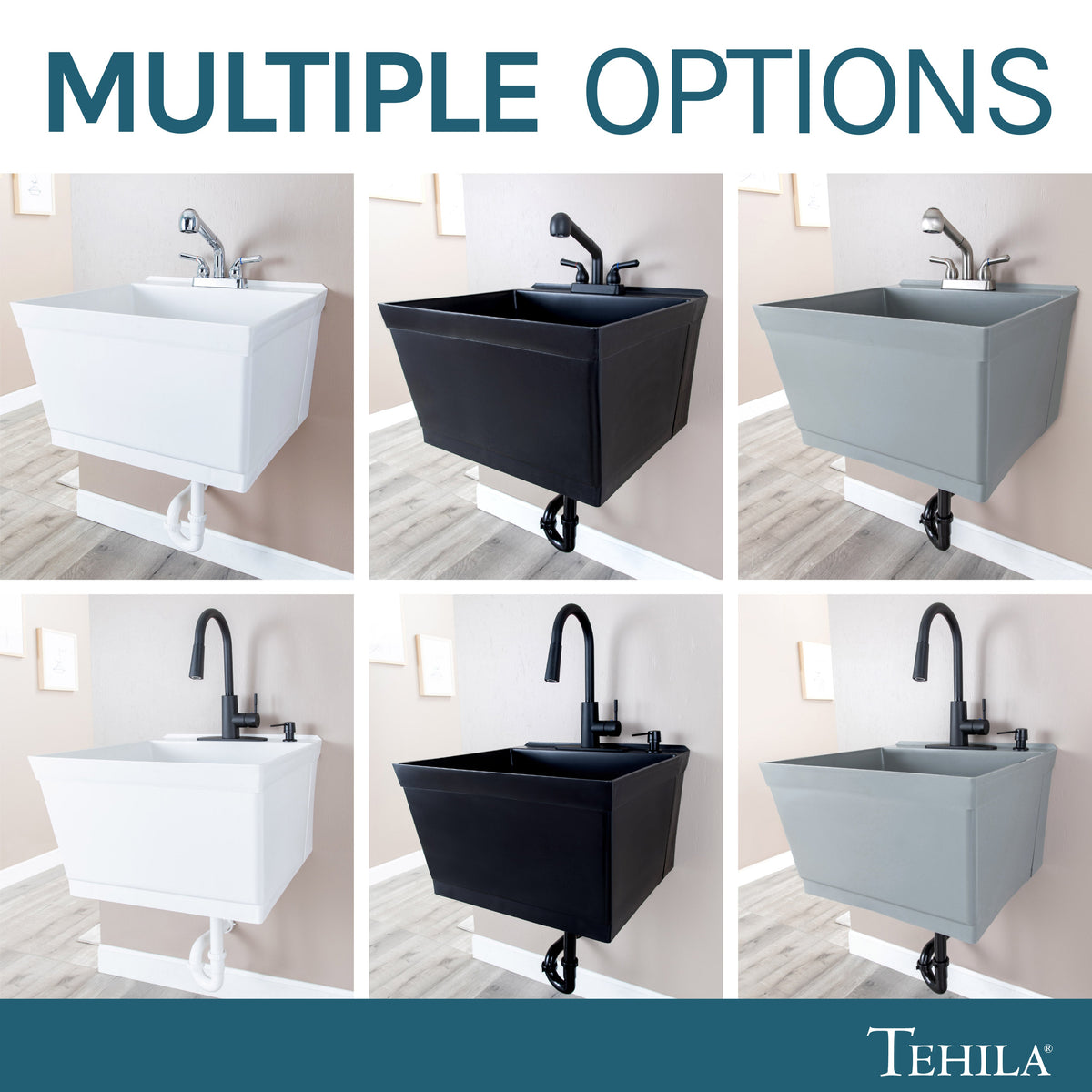 Tehila Standard Wall-Mounted White Utility Sink, No Supply Lines - view 5
