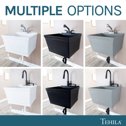 Tehila Standard Wall-Mounted White Utility Sink, No Supply Lines - view 5
