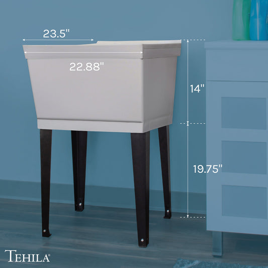 Tehila Standard Freestanding Grey Utility Sink with Black Legs, No Supply Lines - view 2