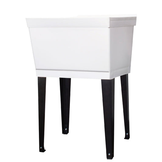 Tehila Standard Freestanding White Utility Sink with Black Legs, No Supply Lines