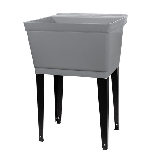 Tehila Standard Freestanding Grey Utility Sink with Black Legs, Water Supply Lines Included