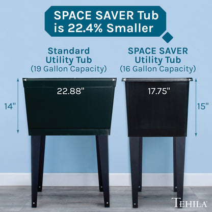 Tehila Space Saver Freestanding Black Utility Sink with Stainless Steel Finish Gooseneck Faucet and Side Sprayer - view 4
