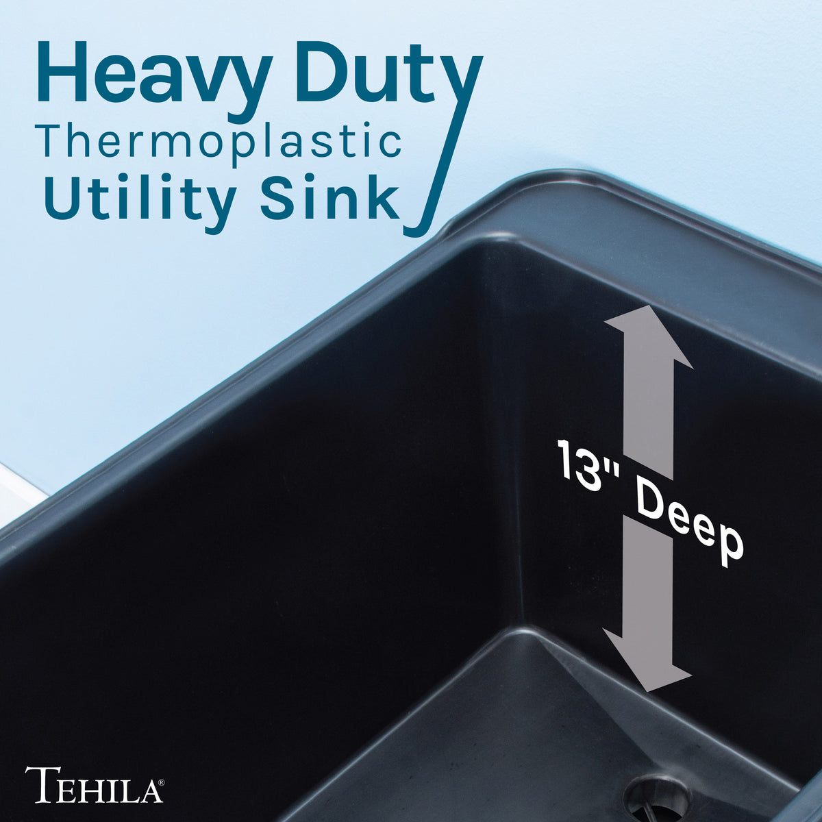 Tehila Space Saver Freestanding Black Utility Sink with Stainless Steel Finish Gooseneck Faucet and Side Sprayer - view 5