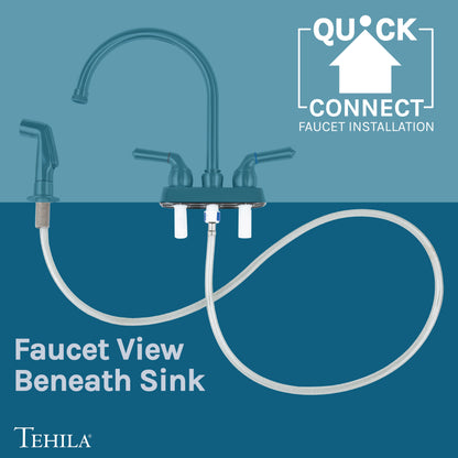Tehila Space Saver Freestanding Black Utility Sink with Stainless Steel Finish Gooseneck Faucet and Side Sprayer - view 8