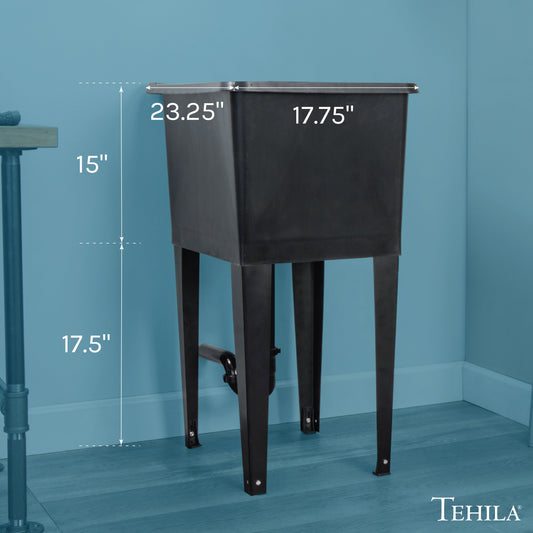 Tehila Space Saver Freestanding Black Utility Sink - view 2
