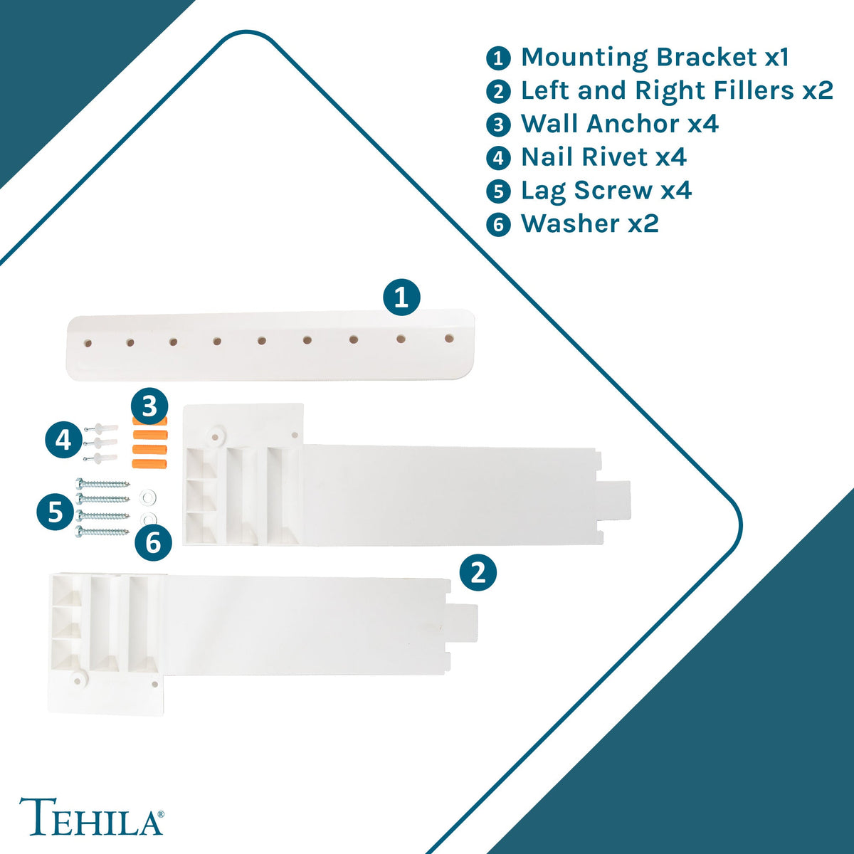 Tehila White Wall Mounting Kit for Tehila Standard Sinks - view 9