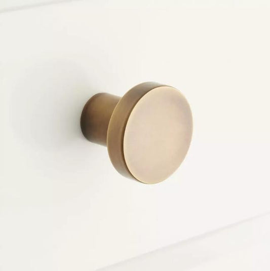 Signature Hardware SH551074AB Orvin 1-1/8" Dia Round Cabinet Knob - Satin Brass