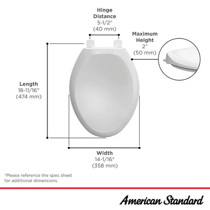 American Standard 5321A65CT.020 Champion Slow-Close Elongated Toilet Seat, White