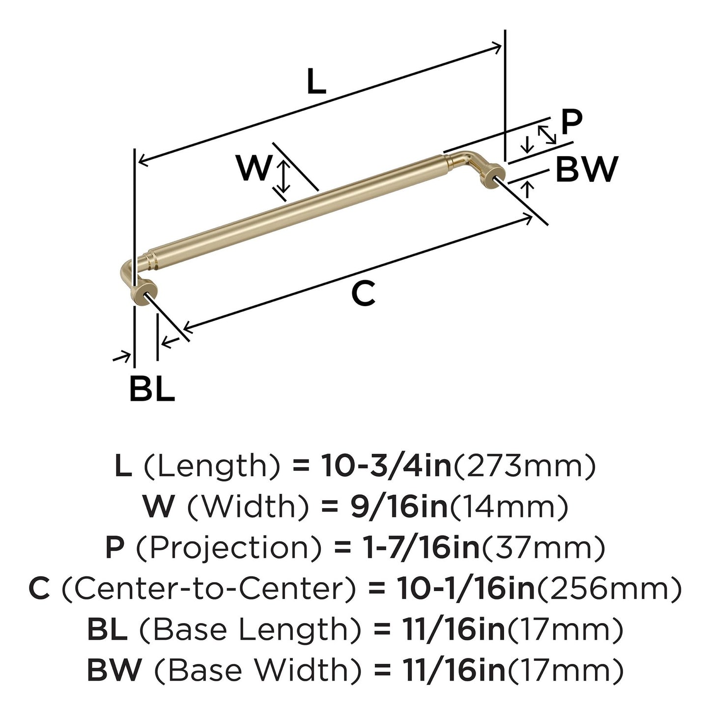 Amerock BP37667BBZ 10-1/16" Coble Golden Champagne Drawer Pull