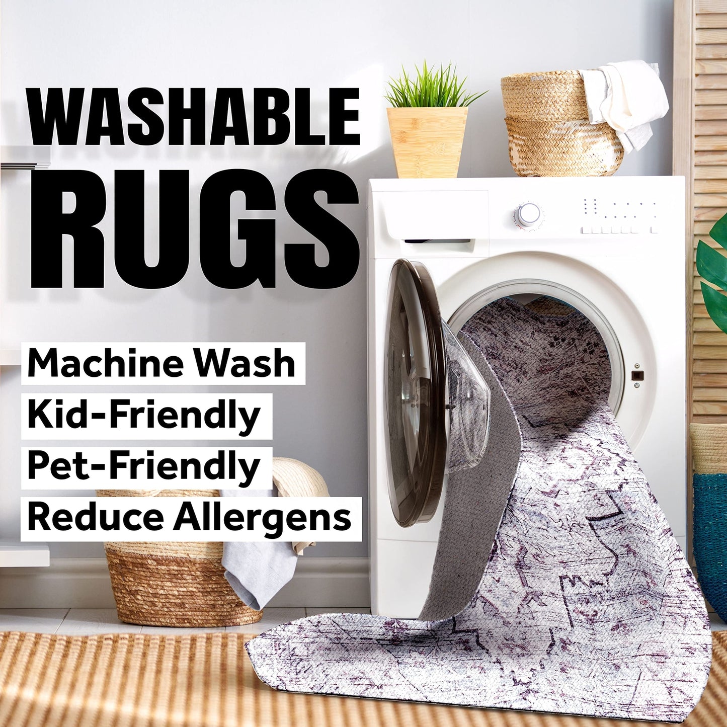 JONATHAN Y WSH300D-4 Twyla Classic Solid Low-Pile Machine-Washable 4 ft. x 6 ft