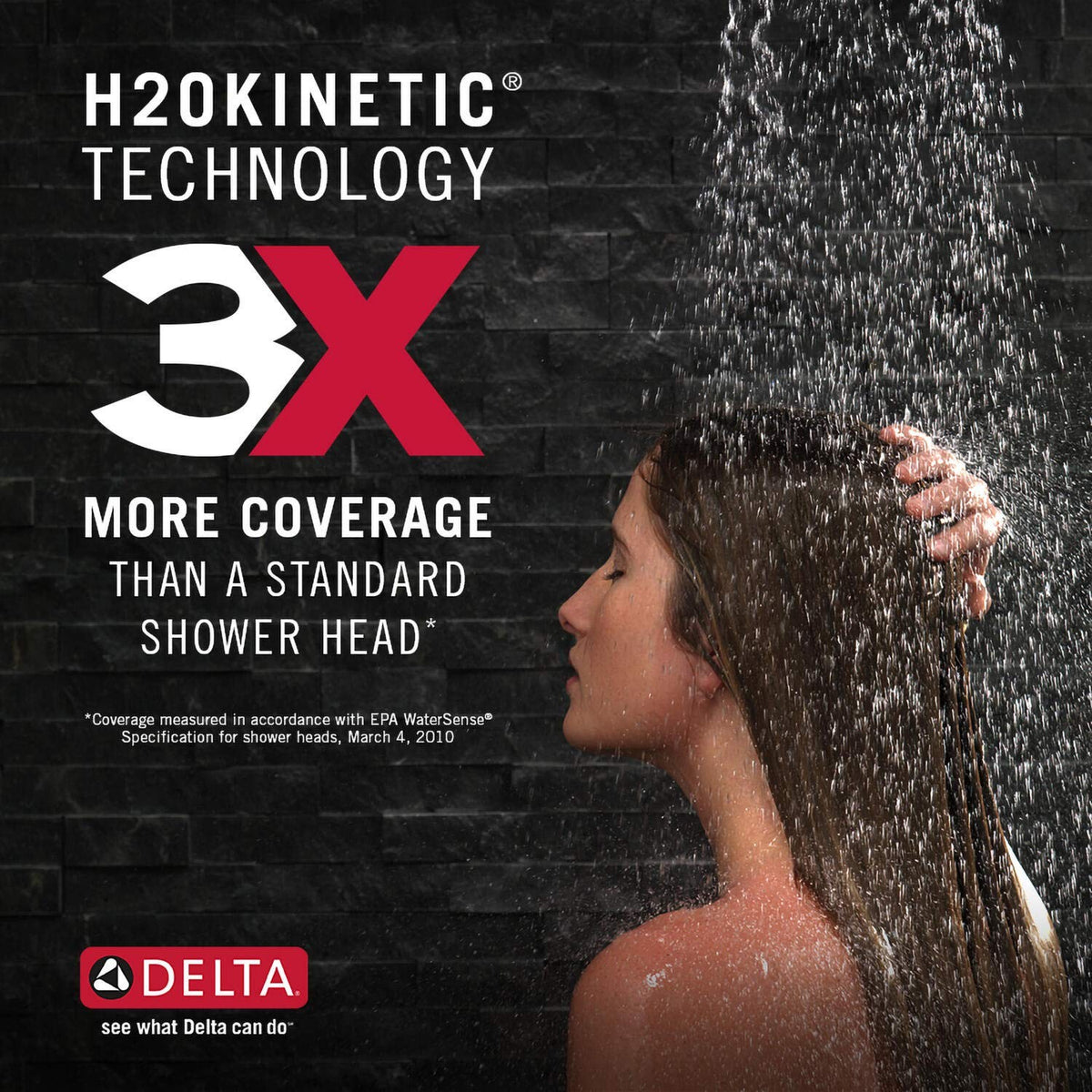 Delta 51799-PR 3-Spray H2Okinetic Slide Bar Hand Shower w/Hose Lumicoat Chrome
