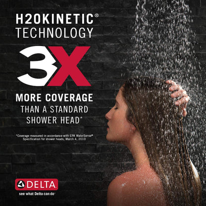 Delta 51799-PR 3-Spray H2Okinetic Slide Bar Hand Shower w/Hose Lumicoat Chrome