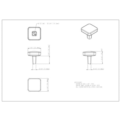 Jeffrey Alexander 905SBZ Whitlock 1-1/4" Diameter Square Knob Satin Bronze
