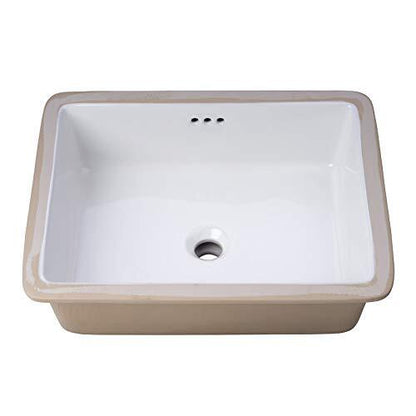 Miseno MNO1713BWH 20"X16" Rectangular Undermount Bathroom Sink w/Overflow-White