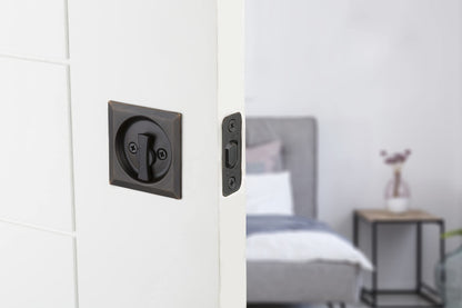 Kwikset 335SQT-11P Square Privacy Pocket Door Lock Venetian Bronze Finish