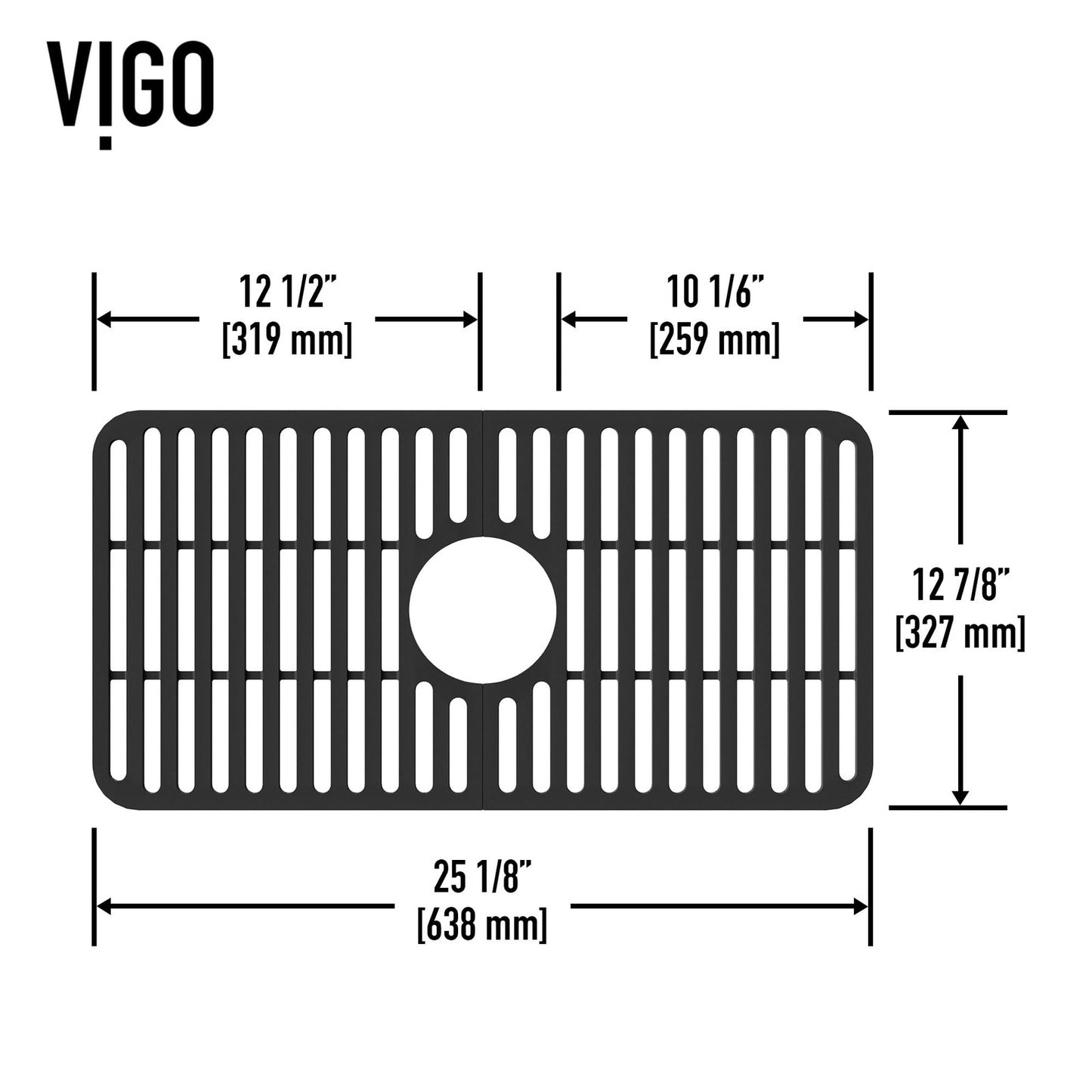 VIGO VGSG2512MB 25x13" Silicone Kitchen Sink Grid Single Basin Matte Black