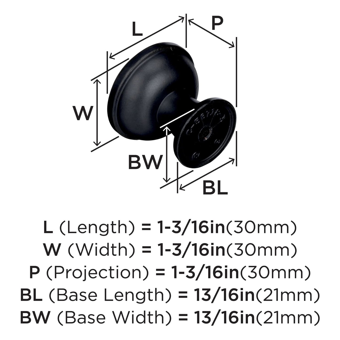 Amerock BP53718BBP Westerly Cabinet Knob Black Bronze 1-3/16" Diameter