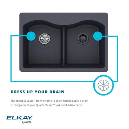 Elkay LKQS35GS Polymer Drain Removable Basket Strainer&Rubber Stopper Greystone