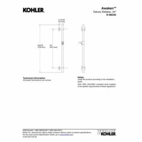 KOHLER Awaken Deluxe 24-Inch Slidebar, Polished Chrome