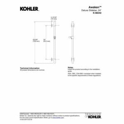 KOHLER Awaken Deluxe 24-Inch Slidebar, Polished Chrome
