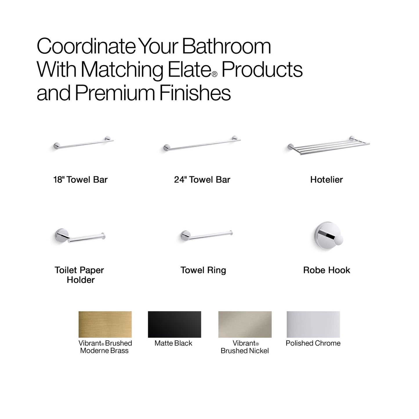KOHLER K-27287-CP Elate® 24" Towel Bar Polished Chrome