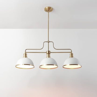 Globe 60885 Beckett 3-Light Linear Chandelier, Matte White, Matte Brass Accents