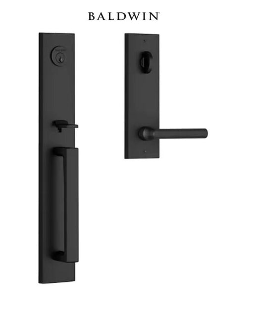 Baldwin EESANXTUBCQE190 Santa Cruz Keyed Entry Handle set Lever Satin Black