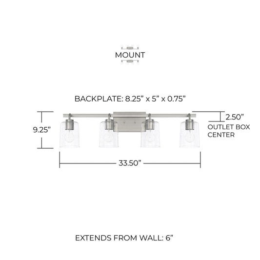 HomePlace Lighting 128541CH-449 Greyson Clear Glass Bathroom Vanity Wall Light