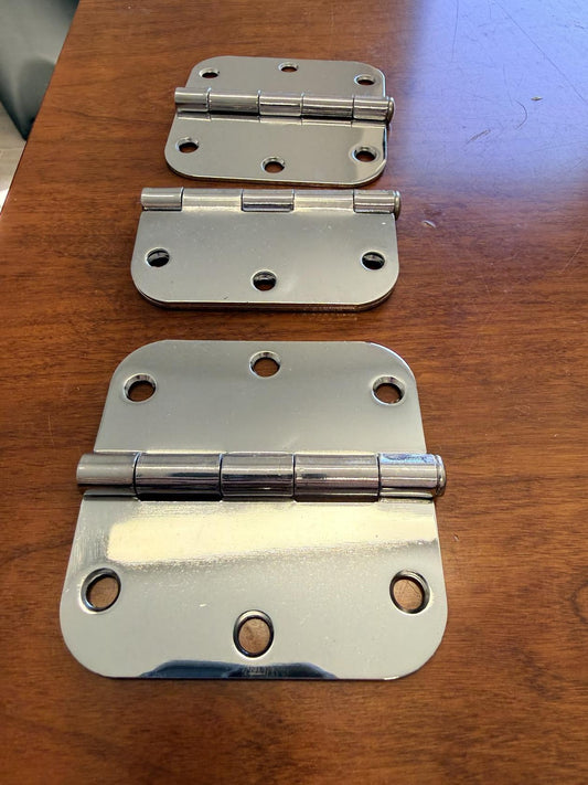 Westcraft 3-1/2" Rounded Steel Door Hinge With Plain Bearing-Chrome - 3 Pack