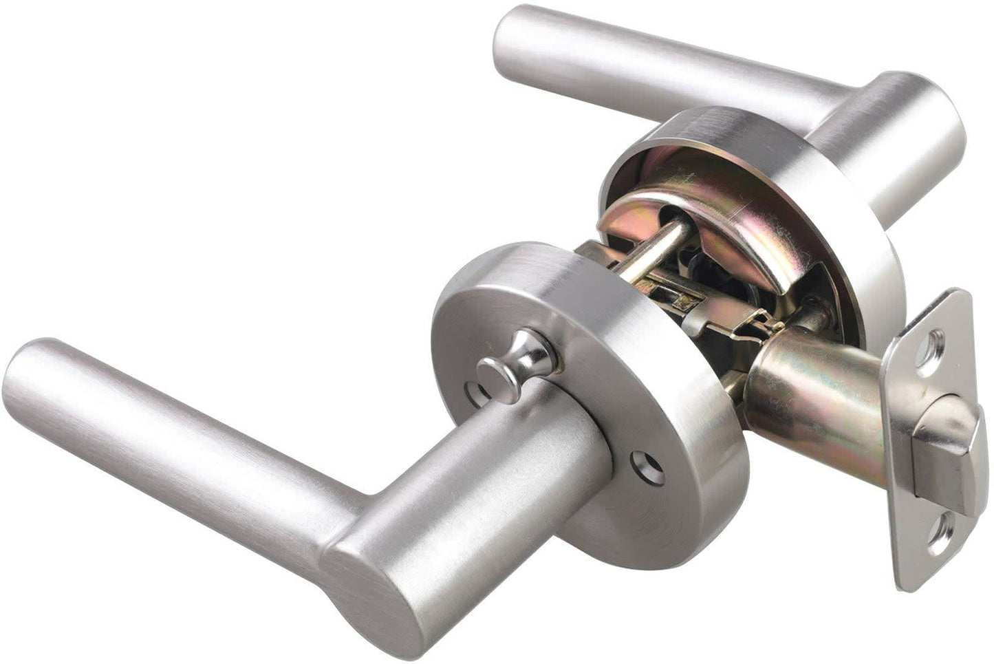 Miseno HLK2103CB Elkton Round Rod Privacy Door Lever Set - Satin Brass