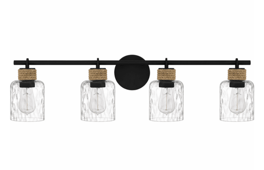 Quoizel BTC8634MBK Baltic Modern Matte Black 4-Light Bathroom Lighting Sconce