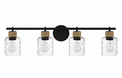 Quoizel BTC8634MBK Baltic Modern Matte Black 4-Light Bathroom Lighting Sconce
