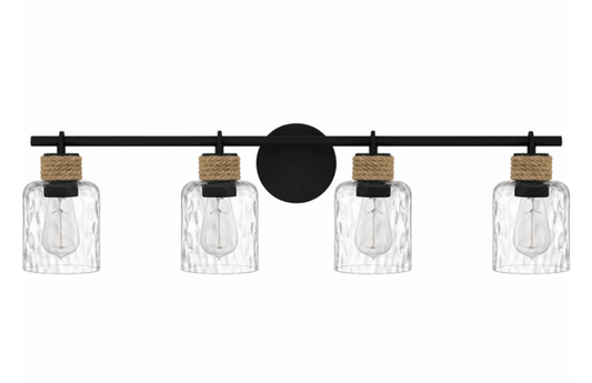 Quoizel BTC8634MBK Baltic Modern Matte Black 4-Light Bathroom Lighting Sconce