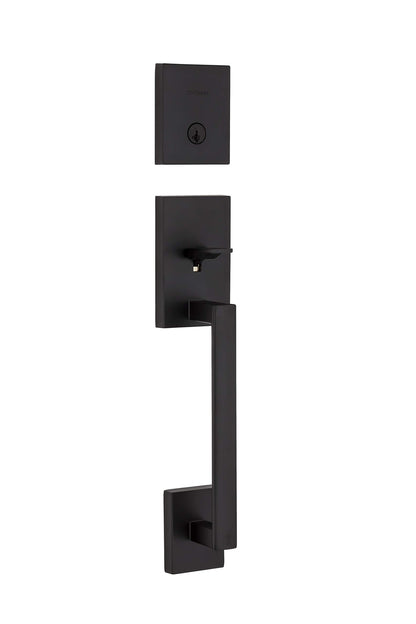 Kwikset San Clemente Front Door Lock Handle & Deadbolt Set Matte Black 818SCELIP