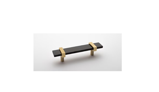Sietto P-1903-5.5-SB 5-1/2 Black Glass Satin Brass Cabinet Pull