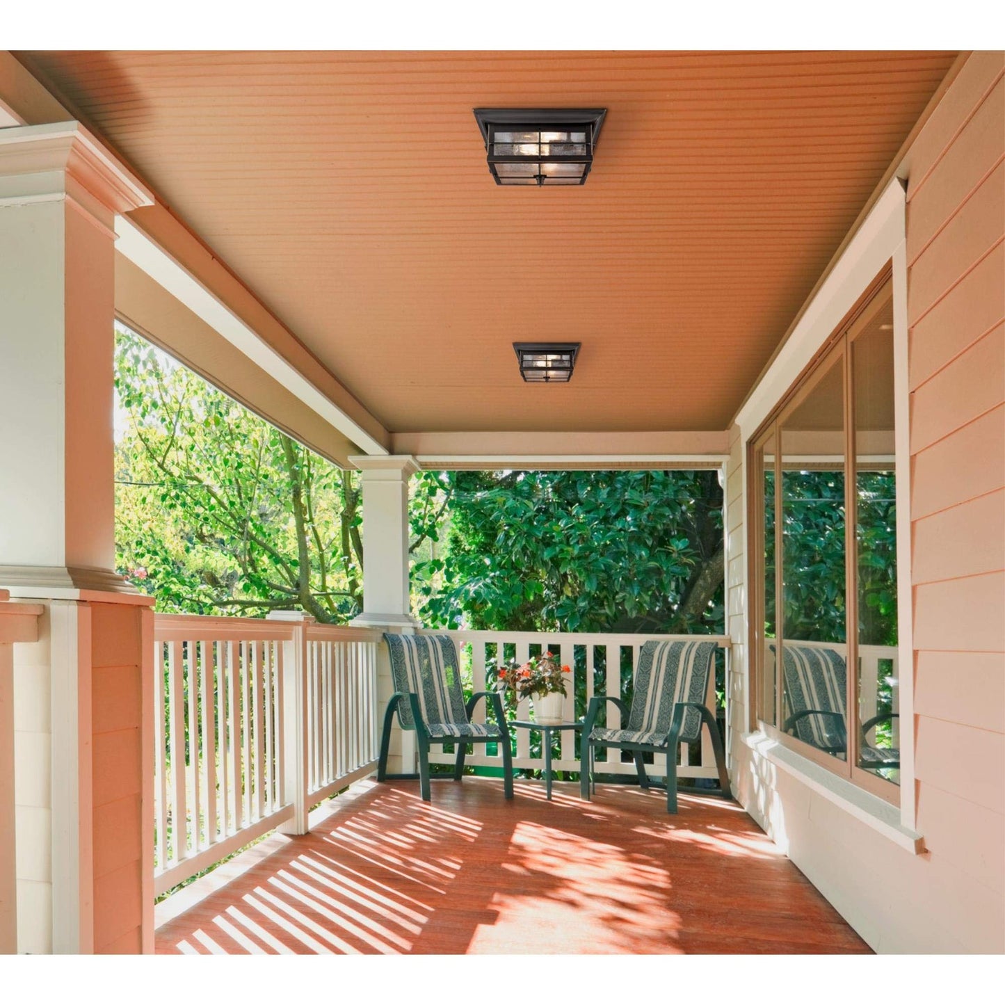 Westinghouse 6578400 Orwell 2 Light Outdoor Flush Mount Fixture ORB&Glass