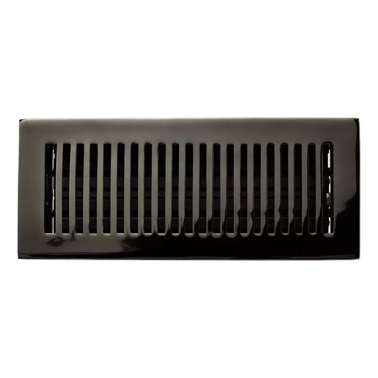 Signature Hardware-Modern Style Brass Floor Register w/wall Clips 4x12"-Black Powder