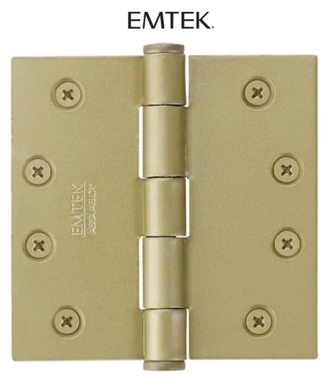Emtek 92015 4.5"x4.5" Square Corner Plain Bearing Mortise Hinge-Pair Satin Brass
