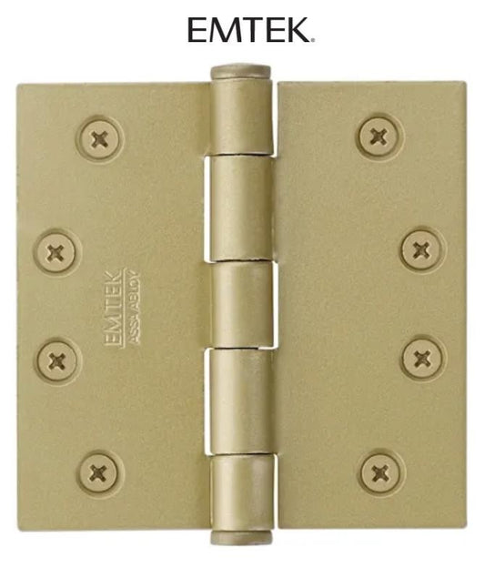 Emtek 92015 4.5"x4.5" Square Corner Plain Bearing Mortise Hinge-Pair Satin Brass