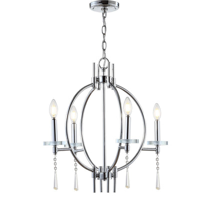 JONATHAN Y JYL7402A Laura 23" Crystal/Metal LED Chandelier Dimmable Chrome