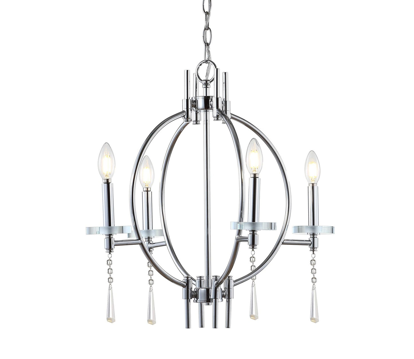 JONATHAN Y JYL7402A Laura 23" Crystal/Metal LED Chandelier Dimmable Chrome