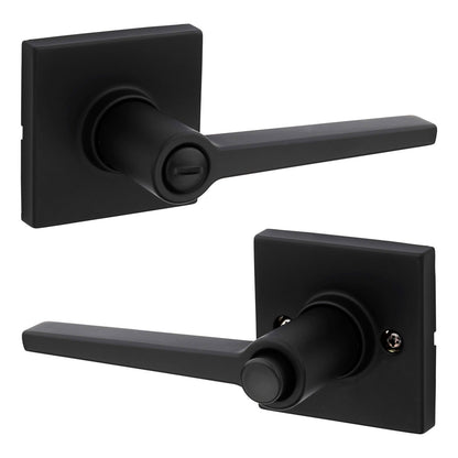 Kwikset Safe Lock Daylon Lever Square Rose Privacy Lock Satin Nickel