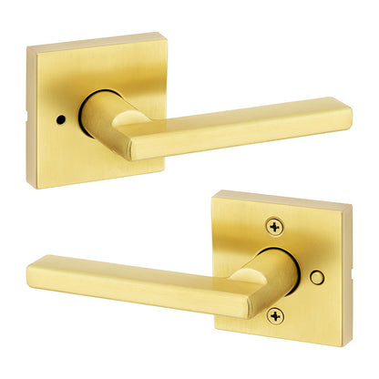 Kwikset 730HFLSQT-4 Halifax Interior Privacy Door Lock Satin Brass Reversible