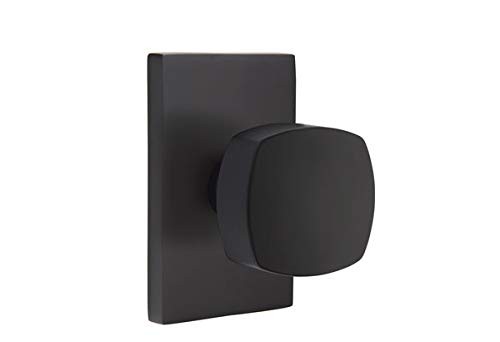 EMTEK 5210FRKUS19 Rectangular Rosette Dummy Freestone Square Knob Flat Black